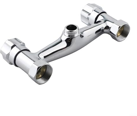 Fauhapyway Robinet de douche 2 poignées chromé salle de bain avec bec verseur en laiton contrôle de la température robinet mélangeur mural raccord G1/2