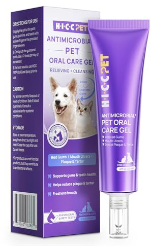 HICC PET Dog Dental Gel, Vet-Trusted Teeth Cleaning Gel for Dogs & Cats, Pet Breath Freshener, Maintains Gum Health, Natural Enzymatic Oral Repair Gel Kit, No Brushing Required, Non-Toxic. 2 fl oz