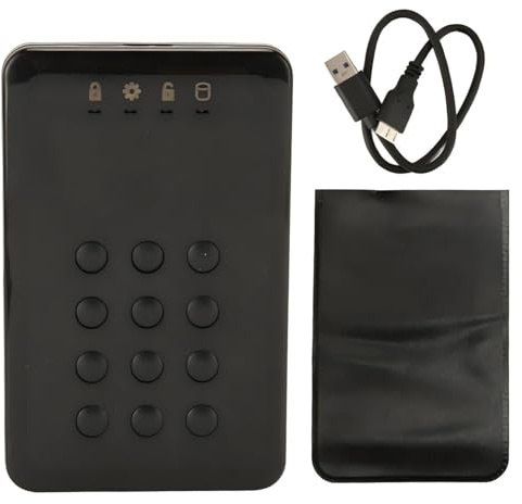 Hominas Caja de disco duro cifrada, carcasa externa portátil SATA acceso a contraseña hardware caja de disco duro externo cifrada, USB 3.0