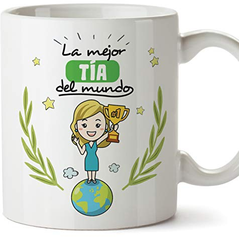 MUGFFINS Tazas Tía - La Mejor Tía del Mundo -Taza Desayuno Original/Idea Regalo Cumpleaños. Cerámica 350 mL