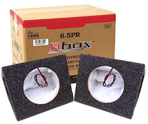 Atrend Bbox Pro Audio Tuned 6.5 Speaker Enclosure - Premium Sound & Bass Enhancement - Nickel Terminals - Car/Truck Ready - 18 Gauge Audio Cables - Set of 2 (Charcoal)