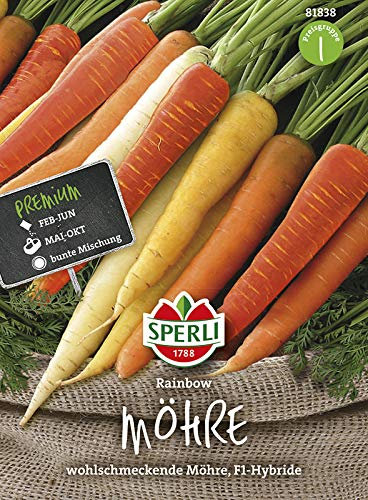Sperli Möhrensamen Rainbow, F1 81838 – wohlschmeckende, bunte Mischung - Inhalt für 8-10 lfd. Meter - Gemüsesamen, Samen Gemüse, Gemüsepflanzen, Saatgut