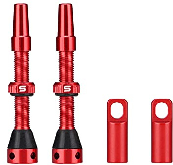 Tige de Valve Presta Tubeless, tiges en Alliage d'aluminium avec Outil de Suppression de Noyau de Valeur et Capuchons adaptés à la Plupart des Jantes tubeless de vélo (Noir, 40 mm) (Red, 40mm)