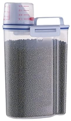 Boîtes de stockage de 2 L, conteneur pour aliments pour animaux de compagnie, conteneur de stockage hermétique pour aliments avec couvercle + tasse à mesurer, conteneur à grains hermétique de 2 KG