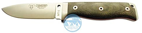 Cuchillo Cudeman 120-F MT-5 LIMITADO hoja de acero inoxidable Böhler N-695 de 11 cm empuñadura de micarta canvas verde de 11,5 cm funda de cuero + Portabotellas de regalo