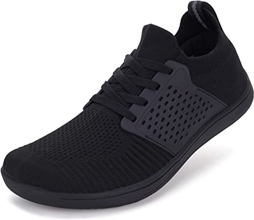 WHITIN Men's Trail Running Shoes Minimalist Barefoot Sneakers Extra Wide Width Toe Box Size 13W Gym Workout Fitness Low Zero Drop Breathable Black 47
