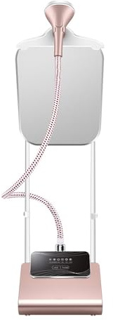 Niceey Dampfglätter mit Bügelbrett, Stand-Kleidungsbügeleisen, Steamer, 1800W Leistung, 2,5L Wasserbehälter, 6 Stufen, Vielseitiges Dampfen für alle Kleidungsstücke, Weiß/Pink