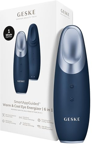 GESKE | Dispositivo energizzante effetto caldo e freddo SmartAppGuided™ | 6 in 1 | Dispositivo per massaggio oculare | Massaggiatore contro le occhiaie | Tratta borse e palpebre cadenti