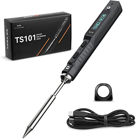 Fer à Souder Portable, TS101 65W Fer à Souder électrique Professionnel avec Pointe TS-I et Câble USB, Mini Fer à Souder Numérique Sans Fil, Entrée d'alimentation DC + PD, LCD Température Réglable