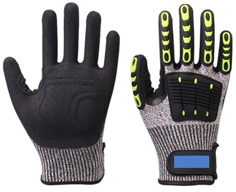 Guantes Resistentes A Cortes, Mecánica De Absorción De Impactos, Guantes De Trabajo De Seguridad Resistentes A Impactos, Guantes Antivibración A Prueba De Aceite ( Color : Grey-1 Pair , Size : M )
