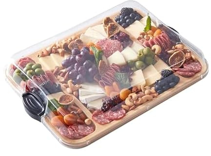 FARBERWARE Build-a-Board Cutting Board with Three Compartments and Clear Locking Lid for Charcuterie, Snacks, and More, Bamboo