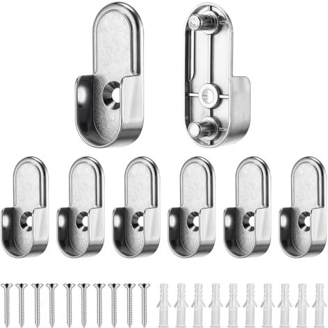 8 Stück Kleiderstangenhalter,Metall Halterung Schrankrohrlager,Ovale Endstützen für Kleiderstangen,mit 10 Stücke Schrauben,für Schrankrohr Stange Rundrohr Kleiderstangenhalter (15 mm)