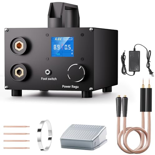 SEESII Soldador por Punto - SE-223 Soldador de Puntos con Condensadores 3000F 250 Engranajes Ajustables, Spot Welder con LCD 1,8 Pulgada para Tiras de Níquel 0,1-0,3 mm