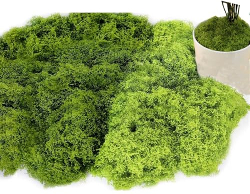 Sztqqing Musgo Artificial 160g - Verde Oscuro 80g + Verde Claro 80g para Musgo Artificial Decoracion, Manualidades, Pared, Pesebre, Acuario y Modelismo