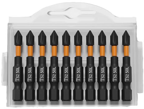 Embouts de tournevis magnétiques super puissants, haute dureté, jeu d'embouts magnétiques robustes, extracteur de vis antidérapant, tournevis cruciforme pour tournevis électrique (10 Pièces - 50 Mm)