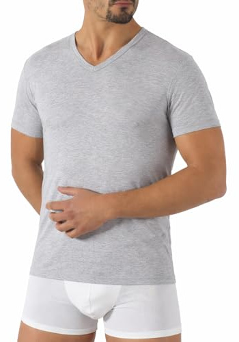 Marlene T-Shirt Intima Uomo Canottiera in Puro Cotone 100% Scollo a V Maglietta a Maniche Corte Leggera Traspirante Anallergica Estiva Maglia Made in Italy