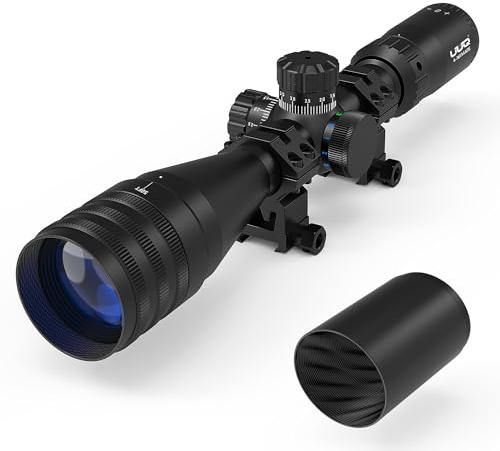 UUQ 4-16X44AO Rifle Scope for Hunting with Locking Turret Sunshade,SFP,R/G/B Illumination,Mil-dot Reticle,Front Parallax Adjustment,Fits 20mm Free Mounts-Long Range Optics for Airgun,Airsoft,Pellet