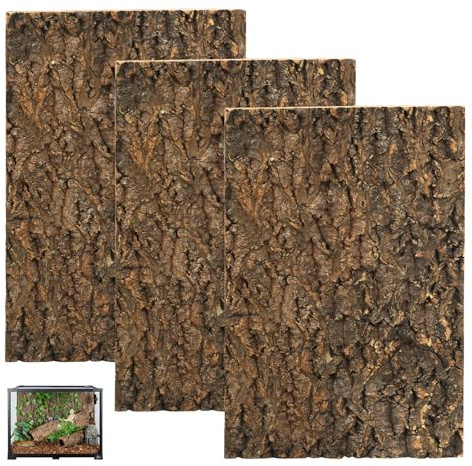 3 pezzi di corteccia di sughero per terrario, decorazione naturale corteccia di sughero, 20 x 30 cm, effetto corteccia d'albero per rettili, geco, barbagame e tartarughe