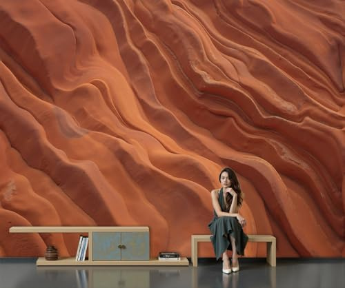Murales 3D De Seda, Pintado Panorámico Textura De Arenisca Mural Para Artística, Papel Tapiz Fotomurales Natural Texturizada Decoración Póster De Pared Salón Dormitorio, 350 x 256cm