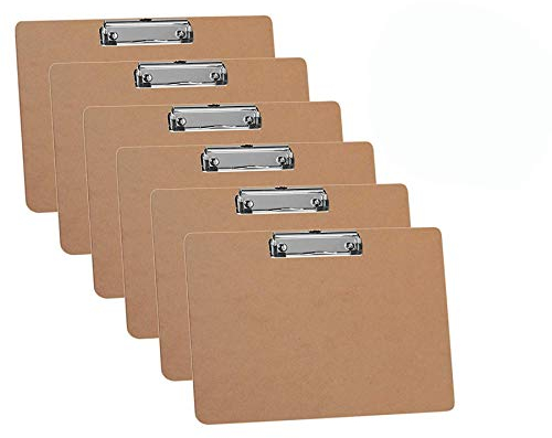 Acrimet Klemmbrett Lanschaft A4 (23cm x 33cm) Niedrigprofil-Klammer (Hartfaserplatte) (6er Pack)