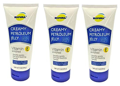 ROYAL Vitamin E Enriched Creamy Petroleum Jelly Skin Protectant Absorbs Quickly, Rich, Soothing Texture 7 Oz. (3 Pack)