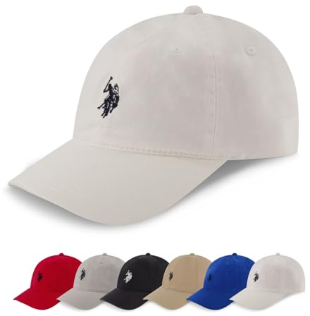 U.S. Polo Assn. Baseball Cap for Men | White | 100% Cotton Adjustable Dad Hat | One Size fits most Adults | Golf Hat with Small Pony Logo