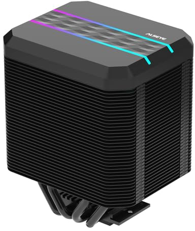 ALSEYE M90 CPU Cooler, Special Hidden Fan Designed Dual-tower CPU Air Cooler with ARGB Light Effect Cover for Small Size Chassis, Compatible with Intel LGA 115X/1200/1366/2011 (Black)