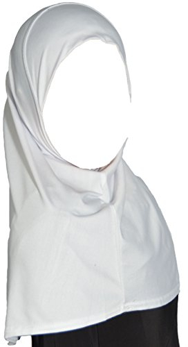 Yaqeen Kinder Mädchen Kopftuch Hijab, Sport Hijab, Amira Kopfbedeckung 6 - 12 Jahren, Einheitsgröße, weiss