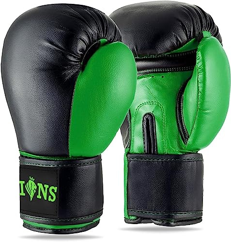 Lions Boxing Gloves - Premium Faux Leather, Pro Sparring Training Muay Thai Gloves, MMA Punching Kickboxing Bag Focus Mitts Fighting Training Workout for Men Women
