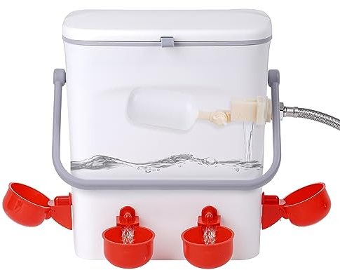 MUYIRTED 9L Automatische Hühnertränke Mit 4 Tränkebecken Hühner, Geflügeltränke 1/2 Zoll Schwimmerventil Tränke, Schwimmerventil Wassertank Aus Kunststoff Hühner Wasserspender