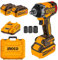 Ingco Brushless Impact Wrench 500Nm Nut-Busting Torque 650Nm, 20V Cordless 1/2Inch Battery Impact Gun, 2200RPM with 2Pcs 4.0Ah Battery and 1Pcs Fast Charger CIWLI2050