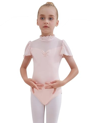 Tancefair Balletto Body da Danza Claasica Ragazze Vestito da Balletto Leotards Ginnastica Leotards Manica a volant Ginnastica Abito da ballo 2-13 Anni