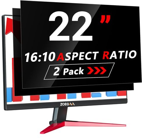 ZOEGAA 2 Stück Blickschutzfolie 22 Zoll Monitor 16:10 Entwickelt und Produziert Fabrik,Abnehmbar und Anti-Blaulicht Blickschutzfilter 22 Zoll Monitor für HP Dell Acer Asus Samsung Lenovo