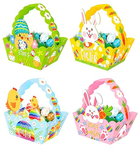12 cestini pasquali per fai da te, set di cestini pasquali, cestino pasquale da riempire, cestino pasquale con manico, cestino pasquale per bambini, Pasqua, fai da te (cestino)