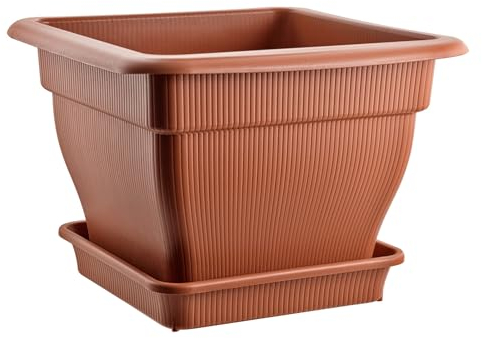 BURI XXL Pflanzkübel Blumentopf 60x60cm mit Wasserspeicher und Untersetzer - 70 Liter Pflanztopf gegen Staunässe UV-stabil, frostsicher, robust