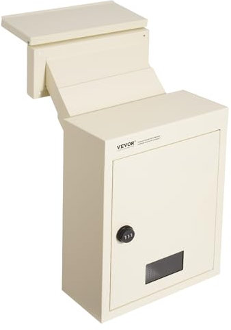 VEVOR Through The Wall Drop Box, Heavy Duty Steel Through the Wall Mailbox with 2.8-7.9 13 Combination Lock, 12.5x6.3x16.9 Mail Drop Box, Beige