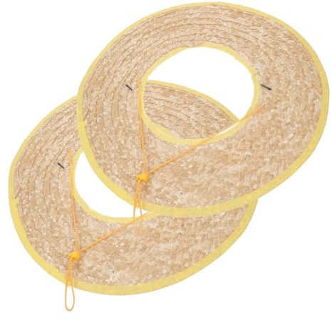 GRIRIW 2pcs Hard Hat Sun Shade Visors Straw Brim Covers with Breathable Open Top for Construction Workers, Full Brim Hard Hat Accessories for Men, 45cm Diameter Random Color