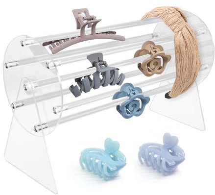 Janety Soporte Pinzas Pelo, Giratorio 360 Grados, organizador de pinzas para el pelo de material acrílico, organizador de tocador para niñas y señoras