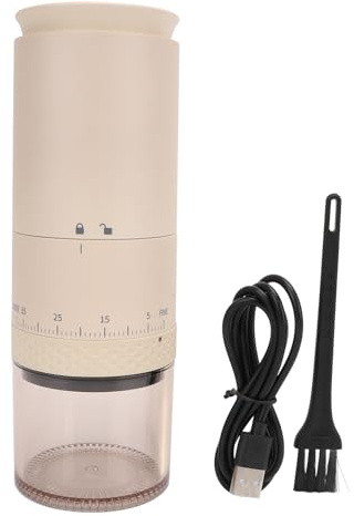 Kuuleyn Fresh Grind Elektrisk kaffekvarn One Touch Kaffekvarn 110ml Pulver Kapacitet Avtagbar kammare 38 hastigheter USB uppladdningsbar kaffemalningskvarn (Grädde)