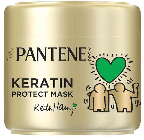 Pantene Pro-V x Keith Haring Art Collection Lisse & Soyeux Keratin Protect Masque Capillaire 300ml Cheveux Frisés et Secs, Jusqu’à 72H de cheveux lisses et soyeux, en 1 Application, Active Nutri-Plex