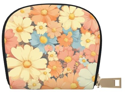 SHFJASBNUMG Floral Leather Bag Daisy Wallet Flower Card Pack New Parents - Pediatrician and Pharmacy Cards 9X11CM