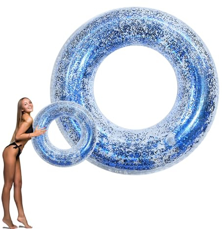 Flotadores Hinchables Piscina para Adultos Niños,90cm Azul Lentejuelas Caucho de Juguetes Flotador Piscina,Juegos de Agua Natación para Playa Fiesta de Verano Hombres Mujeres Niños y Niñas