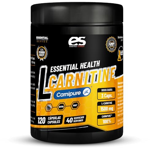ESSENTIAL NUTRITION L-Carnitina Carnipure® 1500mg Ayuda a eliminar grasa. Aumenta la Energía Mejora la Definición y la Recuperación 120 Cápsulas