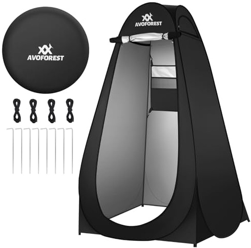 AVOFOREST Tienda de campaña para ducha, tienda de baño con bolsa de transporte y accesorios, tienda de campaña móvil para vestuario, intimidad para inodoro al aire libre, tienda de ducha, camping para