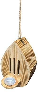 Casas, casa de mariposas para exterior, hábitat de mariposa de madera en forma de lágrima y comedero con cuerda para decoración de jardín