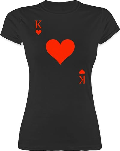 Shirt Damen - & Fasching - Herz König Spielkarte I King Queen Kartenspiel Karneval Herzkönig Spielkarte Herzkönig Karte I Poker King of Hearts - S - Schwarz - partnershirts pärchen