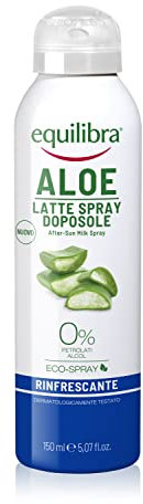 Equilibra Solari, Aloe Latte Spray Doposole, Latte Spray a Base di Aloe Vera, Olio di Cocco, Olio di Argan e Vitamina E, Bisabololo, con Azione Lenitiva, Rinfrescante, Idratante e Nutriente, 150 ml