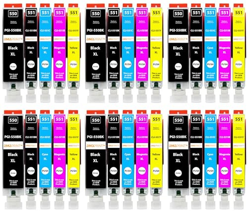 Amaprint 30 XL Patronen kompatibel mit Canon PGI 550 CLI 551 Ersatz für Pixma IP7200 IP7250 IX6800 IX6850 MG5400 MG5450 MG5500 MG5550 MG5600 MG5650 MG5655 MG6400 MG6450 MG6600 MG6650 MX725 MX920 MX925
