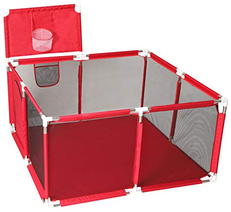 PACAGO Large Breathable Mesh Activity Playpen for Toddlers with Round Zipper Door, 4-Sided Washable (Red)