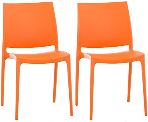 CLP 2er Set Stühle Maya I Wetterbeständige Stapelstühle bis zu 130 kg belastbar, Farbe:orange